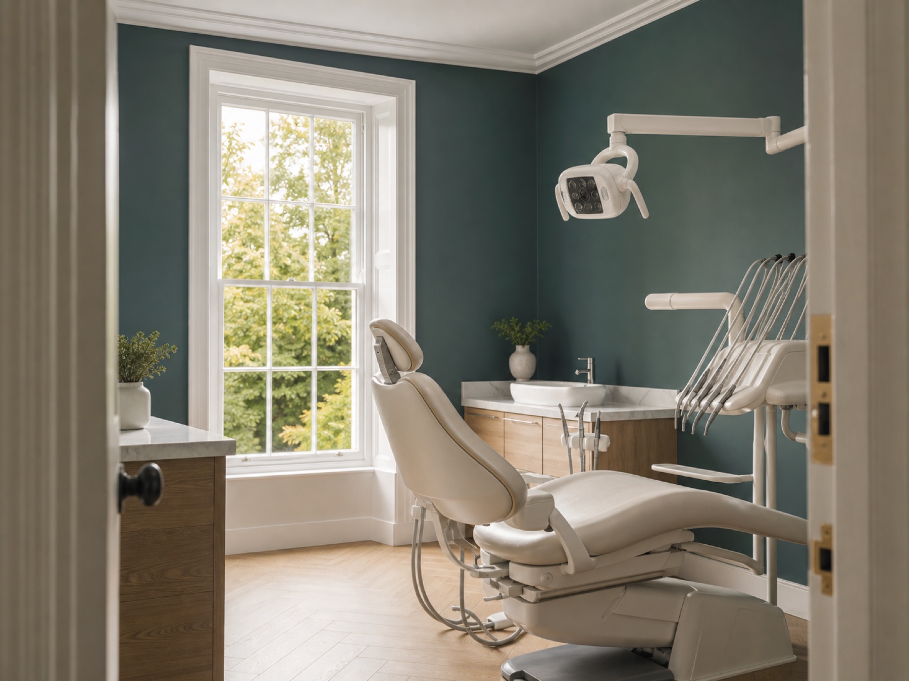 A calm private dental treatment room.